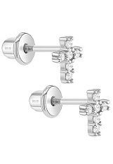 little silver clear cubic zirconia baby cross earrings